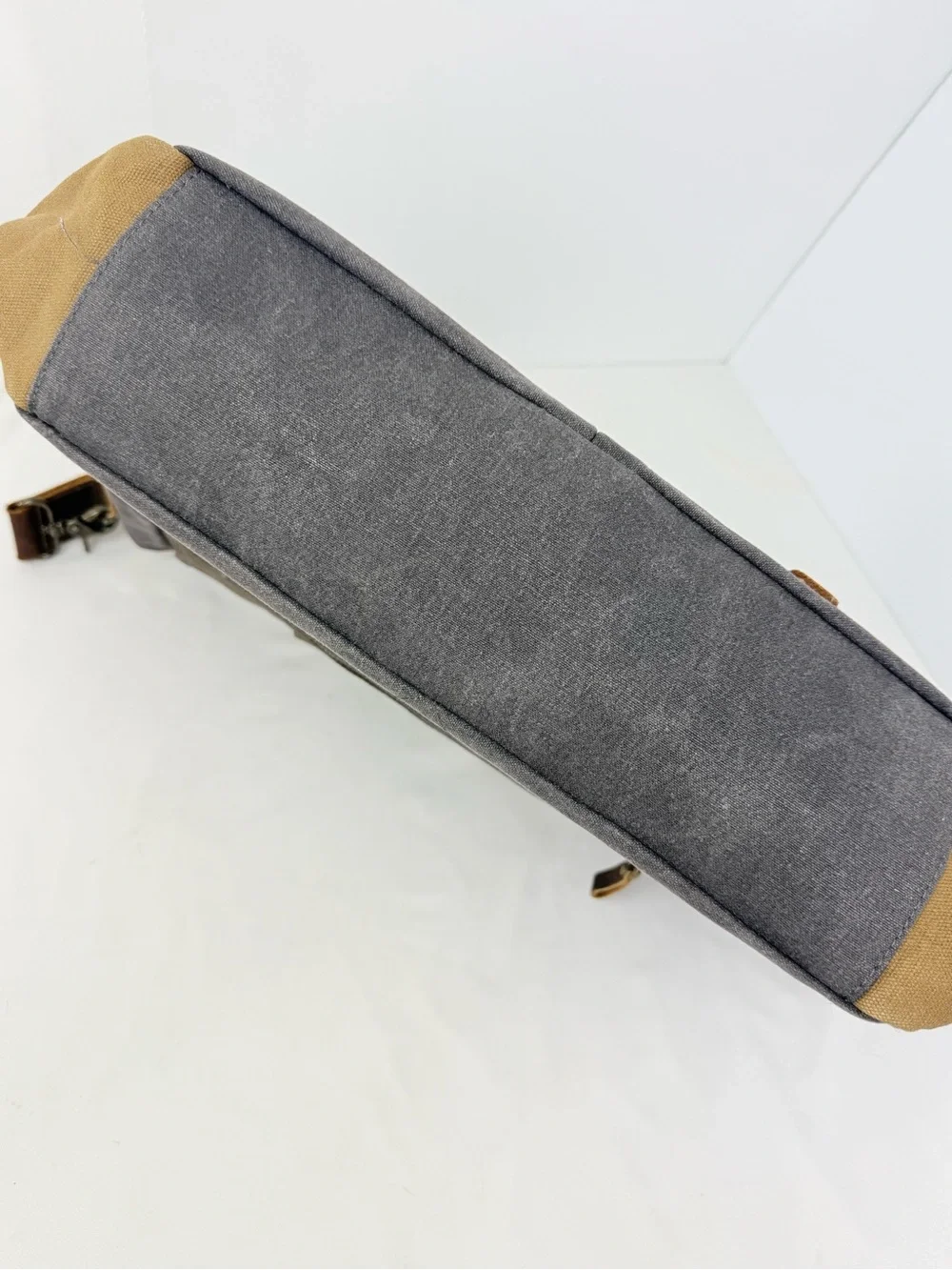 Newhey Gray Brown Thick Waxed Canvas Laptop Commuter Academic Satchel Bag